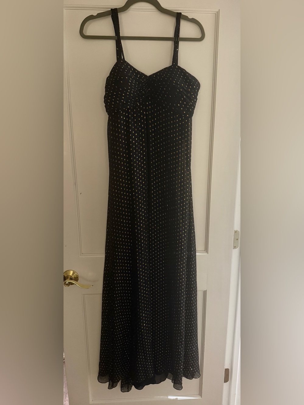 Vintage Ralph Lauren Black Label Silk Black and Gold Maxi Gown size 10